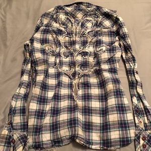 Buckle Plaid Button Up Shirt